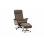 Reclinerftlj med fotpall i kta frskinn ek/mrkbeige - Ulla + Flckborttagare fr mbler