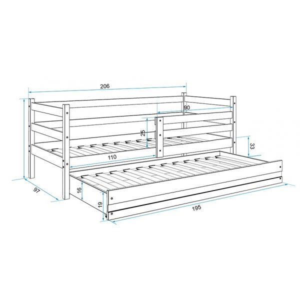 Esbjerg juniorsäng med extrasäng 90 x 200 cm - Valfri färg Esbjerg juniorsäng med extrasäng 90 x 200 cm - Valfri färg