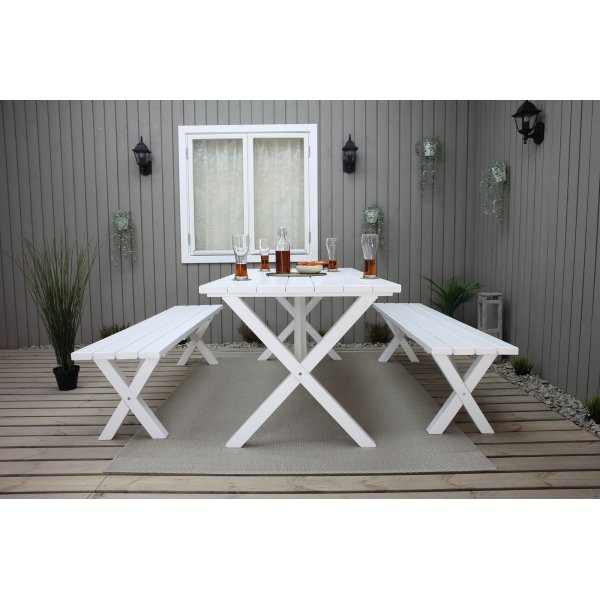 Table de groupe d'extrieur Scottsdale 190 cm avec 2 bancs - Blanc