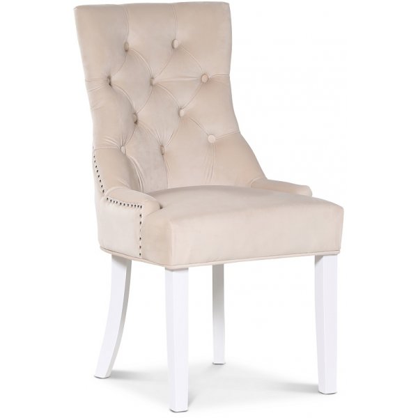 Paris matgrupp vitt bord med 4 st Tuva Decotique stolar i beige sammet med rygghandtag Paris matgrupp vitt bord med 4 st Tuva Decotique stolar i beige sammet med rygghandtag