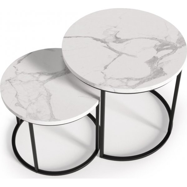 Table basse Tore Ø43/53 cm - Marbre blanc/noir Table basse Tore Ø43/53 cm - Marbre blanc/noir