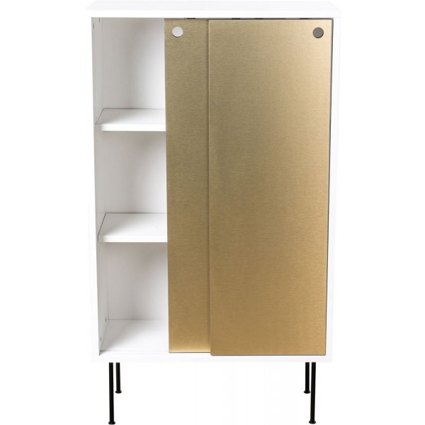 Volume vitt skåp med skjutdörrar i mässing Volume vitt skåp med skjutdörrar i mässing