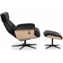 Marbck reclinerftlj med fotpall - Svart lder / Tr