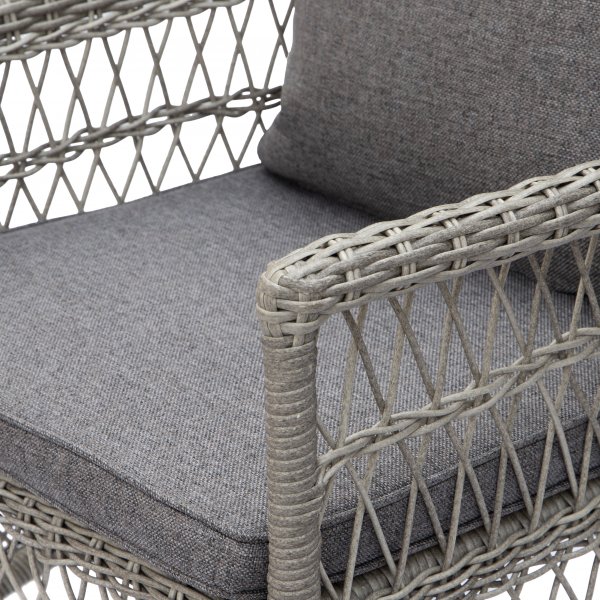 Chaise de salle  manger d\\\'extrieur en rotin gris avec coussin