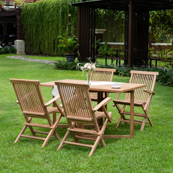 Saltö utematgrupp klaffbord med 4 st karmstolar - Teak Saltö utematgrupp klaffbord med 4 st karmstolar - Teak