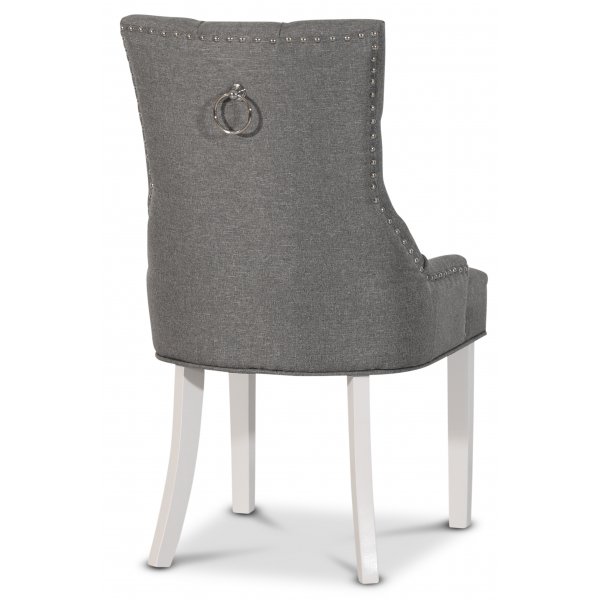 Decotique stol med kromade nitar (Rygghandtag) - Grå/Vit Decotique stol med kromade nitar (Rygghandtag) - Grå/Vit