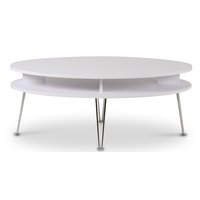 Designa soffbord ovalt - Vit / Krom Designa soffbord ovalt - Vit / Krom