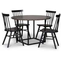 Level matgrupp, runt matbord Ø115 cm inkl 4 st Orust svarta pinnstolar - Brun marmor (Laminat) Level matgrupp, runt matbord Ø115 cm inkl 4 st Orust svarta pinnstolar - Brun marmor (Laminat)