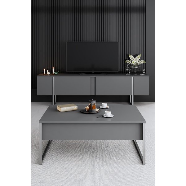 Table basse Lux 90 x 60 cm - Anthracite/argent