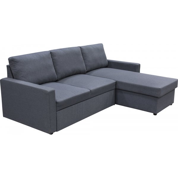 Bäddsoffa 220 cm bred mörkgrå med förvaring Bäddsoffa 220 cm bred mörkgrå med förvaring