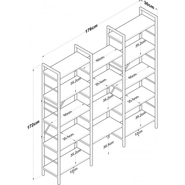 Hans bokhylla - Valnöt/svart Hans bokhylla - Valnöt/svart