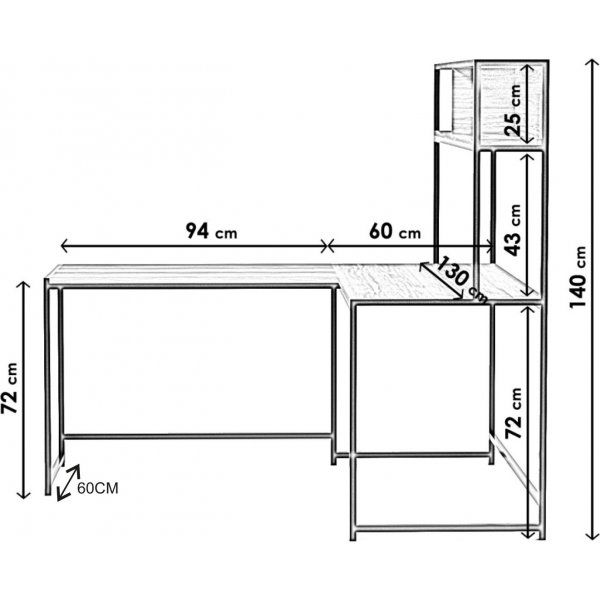 Limey skrivbord 154 x 130 cm - Svart Limey skrivbord 154 x 130 cm - Svart