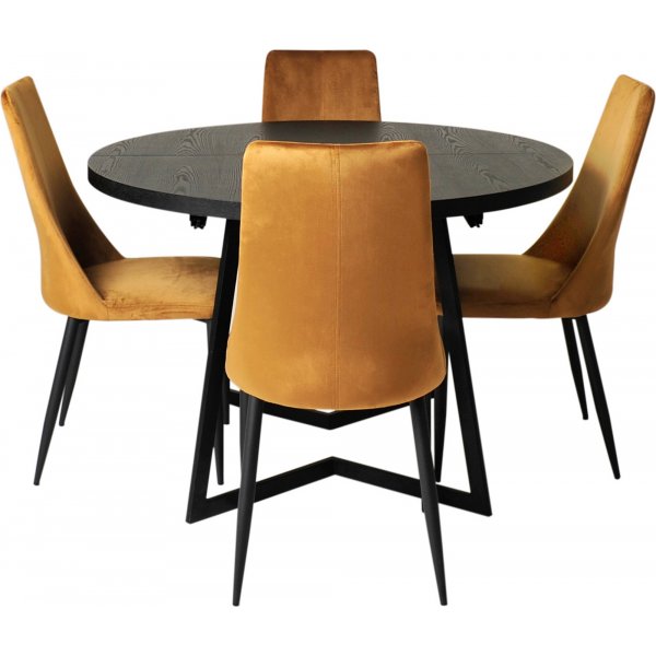 Table  manger Wendi 120-165 x 120 cm - Bote noire