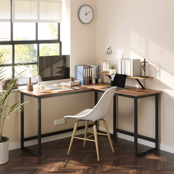Bureau d'angle Nico 130/140 x 50 cm - Marron/noir Bureau d'angle Nico 130/140 x 50 cm - Marron/noir