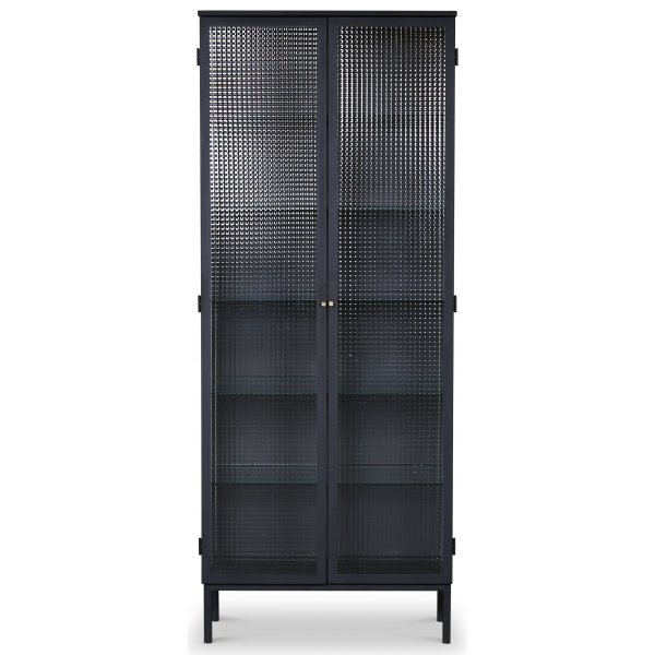 Revel vitrinskp dubbel 80x200 cm - Svart / Kristallglas