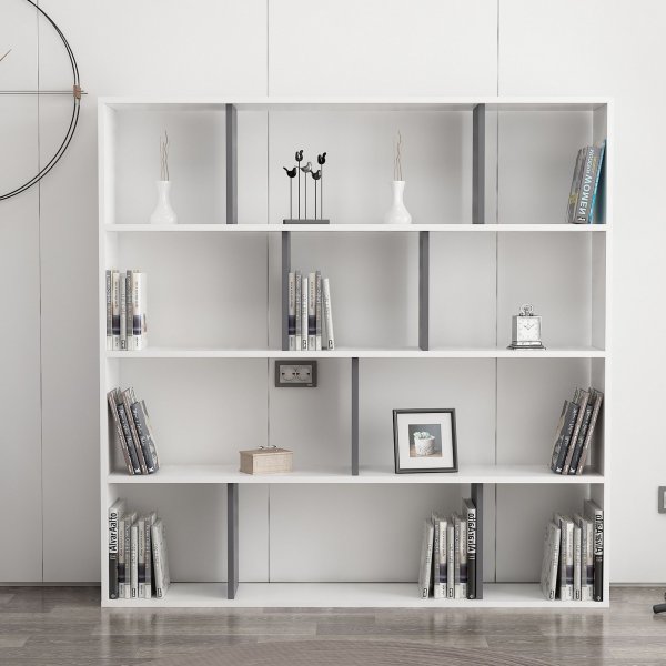 Bibliothque Hodbi - Blanc/anthracite