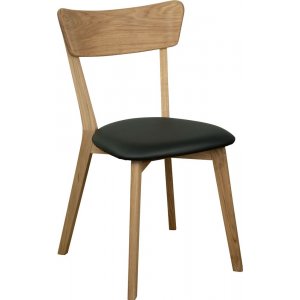 2 st Amino stol i oljad ek / svart ecoläder + Möbeltassar