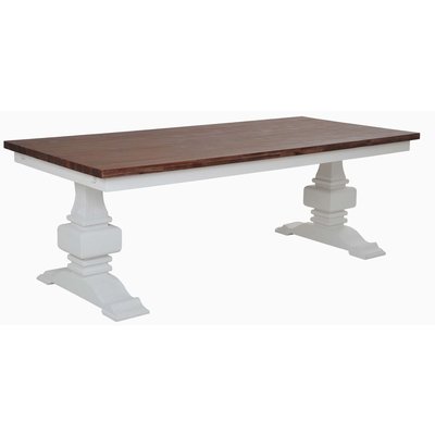 Karlsborg matbord 220x100 cm - Vit/antikbehandlat