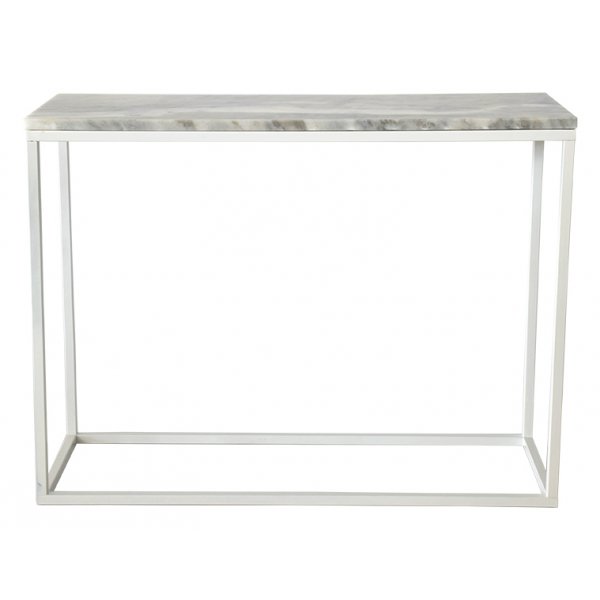 Accent consoletafel 100 x 35 cm - Wit marmer/wit