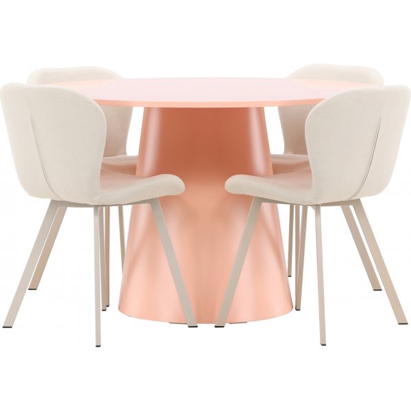 Matbord Lanzo med 4 st Lilja stolar - Beige/rosa + 3.00 x M�beltassar