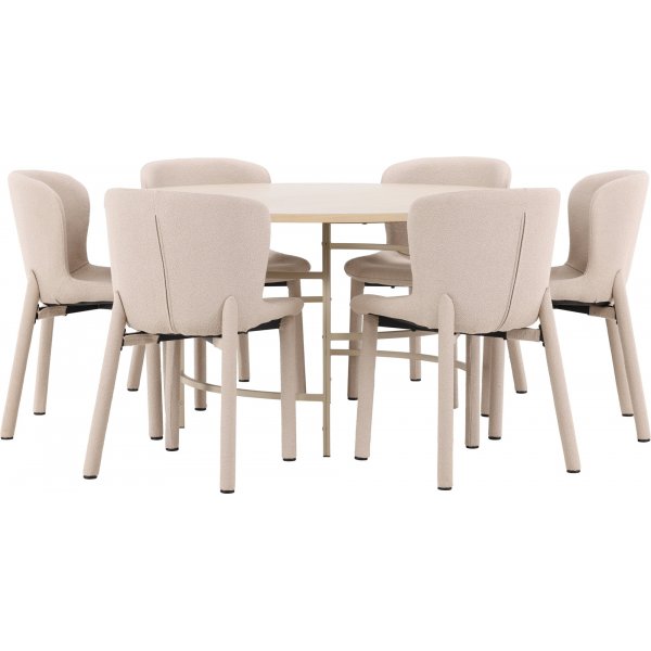 Matbord Copenhagen med 6 st Astoria stolar - Beige/whitewash Matbord Copenhagen med 6 st Astoria stolar - Beige/whitewash