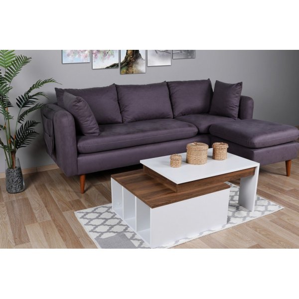 Kolarado soffbord 90 x 60 cm - Vit/valnöt Kolarado soffbord 90 x 60 cm - Vit/valnöt
