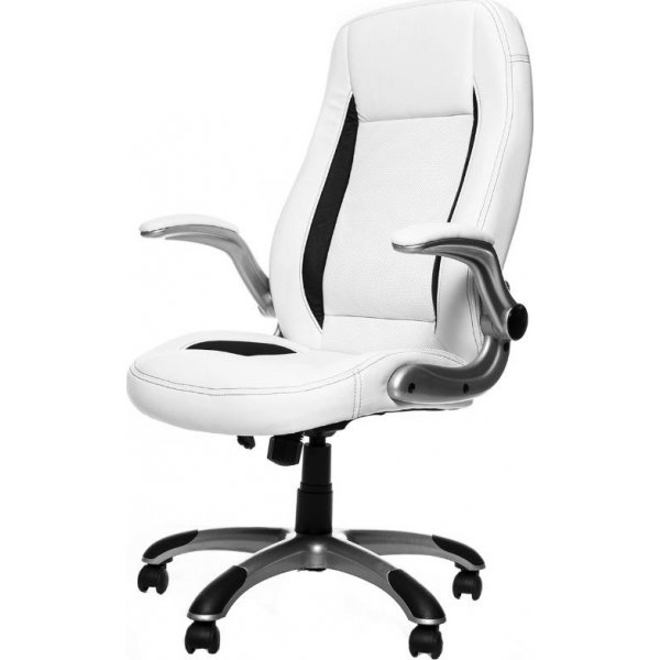 Chaise de bureau Danica en cuir artificiel blanc