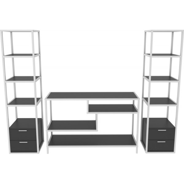 Robbins TV-bnk med hyllor - Vit/antracit