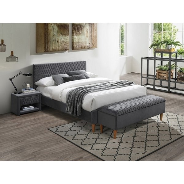 Azurro bedframe 160x200 cm - Grijs fluweel
