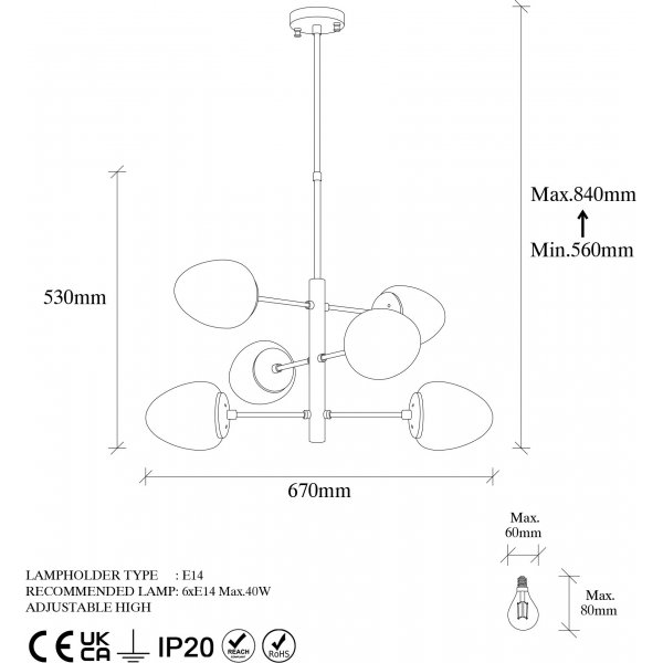 Arve taklampa 10195 - Svart/antik/vit