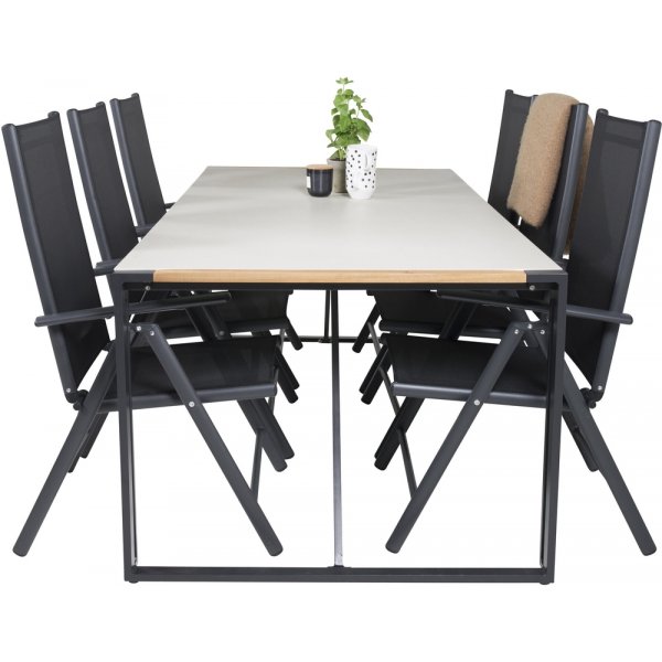 Texas utematgrupp med 6 st Break stolar - Svart/Gr/Natur