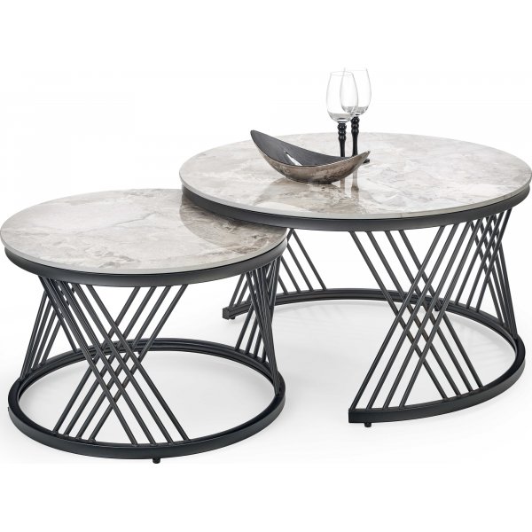 Table basse Flamingo 60 cm - Marbre gris/noir