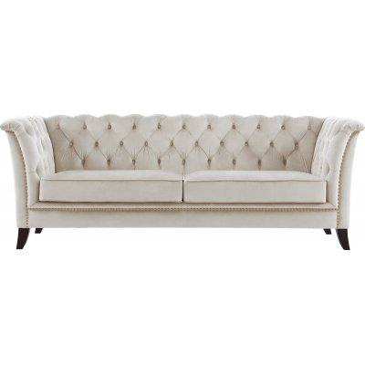 Milton Chesterfield 3-sits soffa i beige sammet + Mbelvrdskit fr textilier