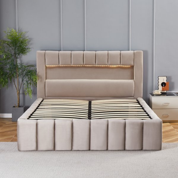 Bedframe met LED-verlichting 180x200 cm + Textielreiniging voor meubels Bedframe met LED-verlichting 180x200 cm + Textielreiniging voor meubels