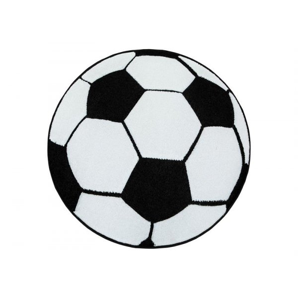 Barnmatta Brigid fotboll - Svart/vit - Rund 120 cm