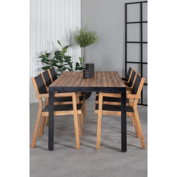 Bois utematgrupp med 6 st Venice stolar - Svart/Natur