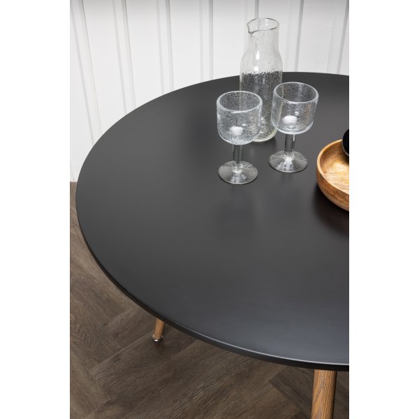 Bridge eettafel Ø90 cm - Zwart/eiken Bridge eettafel Ø90 cm - Zwart/eiken