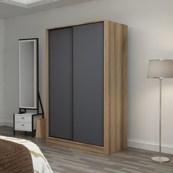 Kapusta kledingkast 120 cm - Antraciet/eiken Kapusta kledingkast 120 cm - Antraciet/eiken