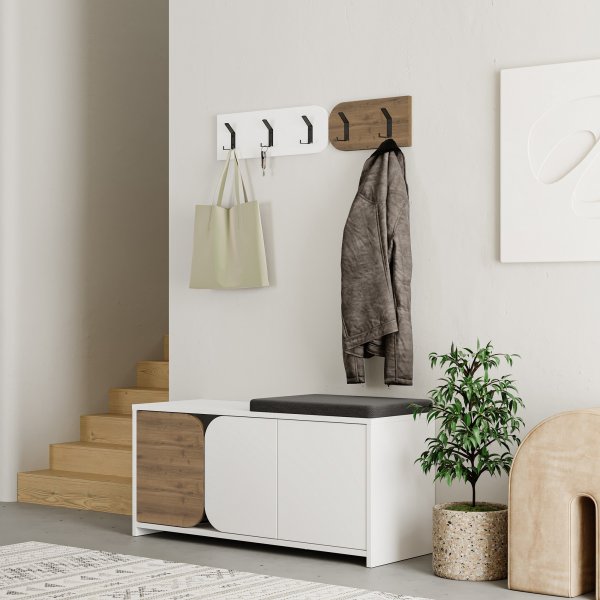 Meuble d\\\'entrée Moni - Marron/blanc Meuble d\\\'entrée Moni - Marron/blanc