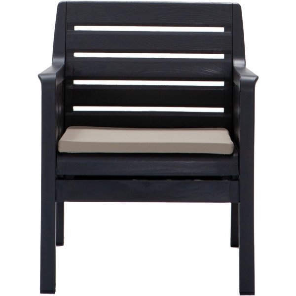 Groupe salon Lara avec canapé 2 places, 2 fauteuils et table - Anthracite Groupe salon Lara avec canapé 2 places, 2 fauteuils et table - Anthracite