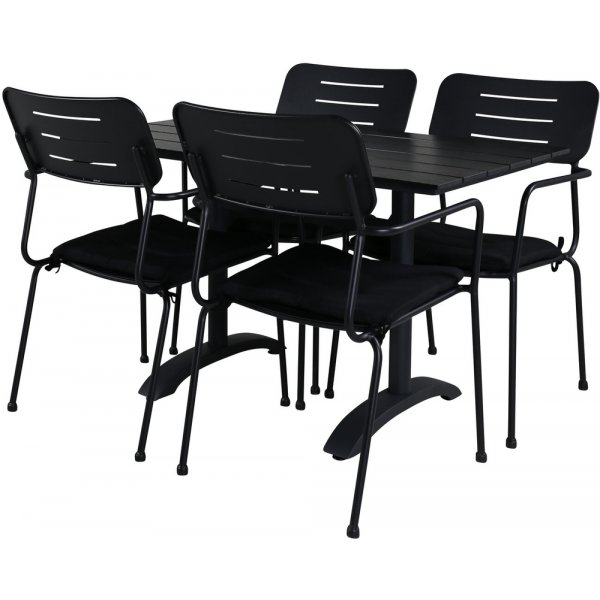 Denver utematgrupp med 4 st Nicke stolar - Svart Denver utematgrupp med 4 st Nicke stolar - Svart