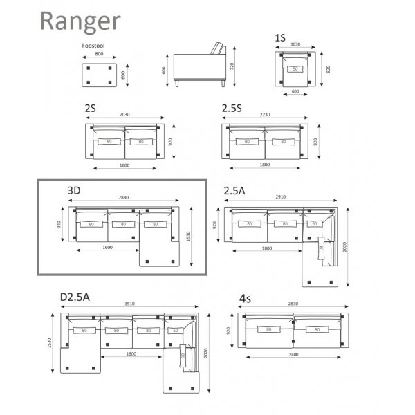 Canapé divan droit Ranger - Cognac (aspect cuir) / Chêne Canapé divan droit Ranger - Cognac (aspect cuir) / Chêne
