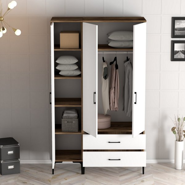 Armoire Kumsal 7 Noyer/blanc Armoire Kumsal 7 Noyer/blanc