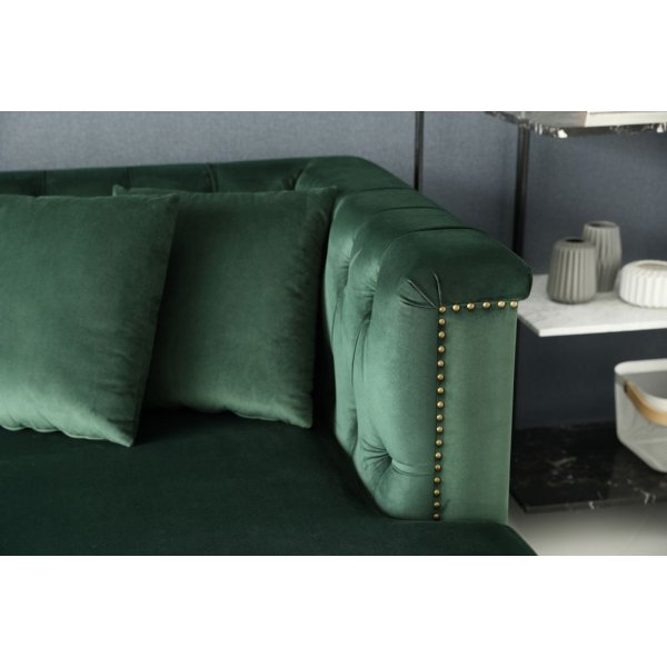 Soffa med divan grön sammet - Bellas Soffa med divan grön sammet - Bellas