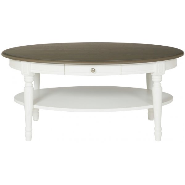 Alexandra ovalt soffbord - Vit/gr Vintage