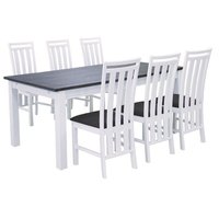 Skagen matgrupp - Bord inklusive 6 st stolar - Vit/Brun Skagen matgrupp - Bord inklusive 6 st stolar - Vit/Brun