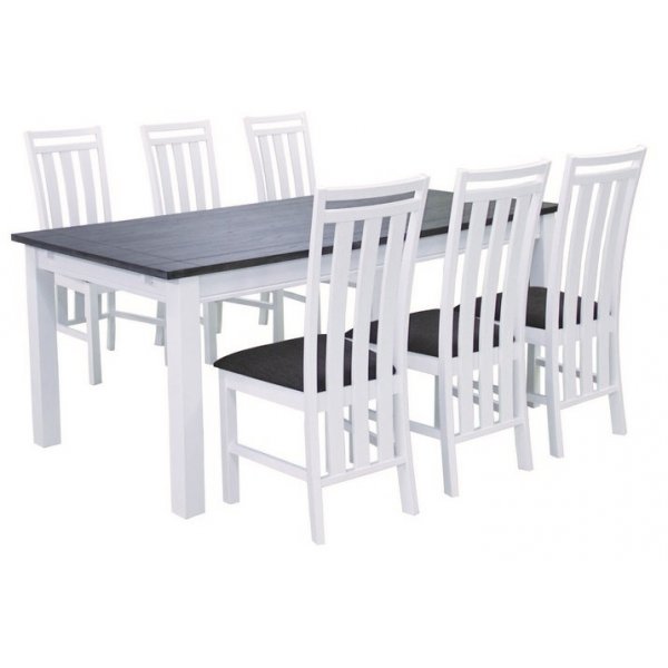 Skagen matgrupp - Bord inklusive 6 st stolar - Vit/Brun