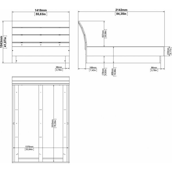 Naia bed 137 x 191 cm - Zwart