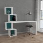 Balance skrivbord 157,5x60 cm - Vit/turkos