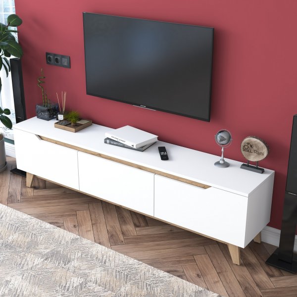 Banc multimdia Duno Blanc/noyer